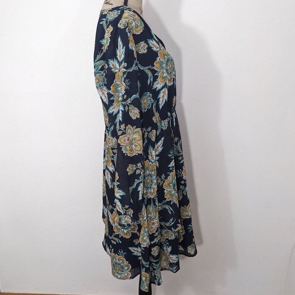 NWT J. Crew Womens Navy Blue Long Sleeve Tiered Hem Floral Dress Size 14 - Picture 10 of 15